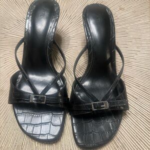 Black Zara Kitten Heel Sandals